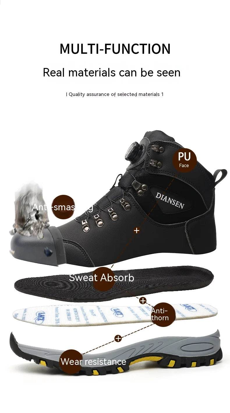 Rotating Button Safety Shoes Men Work Sneakers Indestructible Shoes Puncture-Proof Protective Shoes Work Boots Steel Toe - FLORANZANI- Beauté & Santé