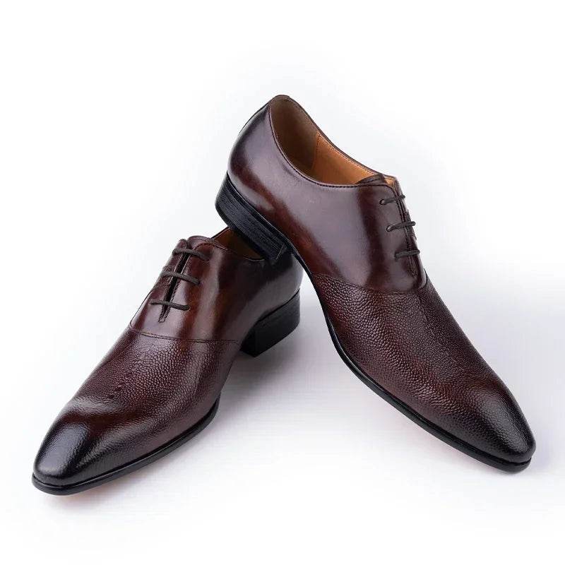 Luxury Men Oxford Shoes Footwear High Quality Classic Style Dress Leather Shoes Coffee Black Lace Up Pointed Toe Formal Shoe Men - FLORANZANI- Beauté & Santé