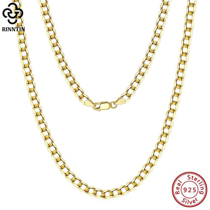 Rinntin 18K Gold Over 925 Sterling Silver 3mm/5mm Italian Diamond Cut Cuban Link Curb Chain Necklace for Women Men Jewelry SC60 - FLORANZANI- Beauté & Santé