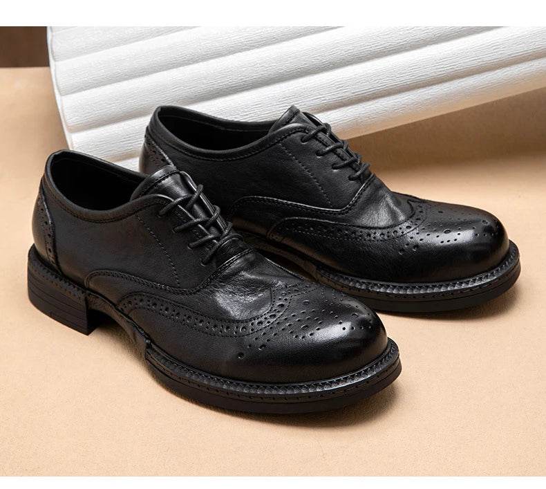 Soft Leather Mens Wedding Brogues Shoes Luxury Genuine Leather Autumn Designer Handmade Quality Autumn Formal Social Shoes Man - FLORANZANI- Beauté & Santé