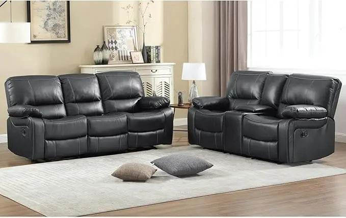 Electric sofa Faux Leather Manual Recliner Sofa Set,Reclining Sofa and 3 Seat Recliner Sofa,Couch Furniture Set for Living Room - FLORANZANI- Beauté & Santé