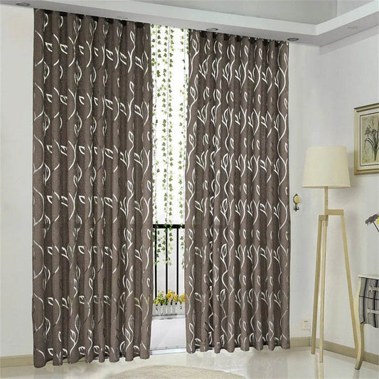 1 PCS Vines Leaves Tulle Door Window Curtain Valances Solid Color Tulle Curtains Home Decor Party Decor 100X130cm - FLORANZANI- Beauté & Santé