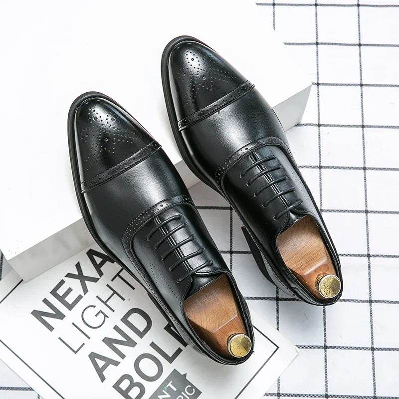 Carving Dress Shoes Men Luxury Designer Fashion Handmade Business Formal Shoes Men Original Pointed Wedding Shoes 2024 - FLORANZANI- Beauté & Santé