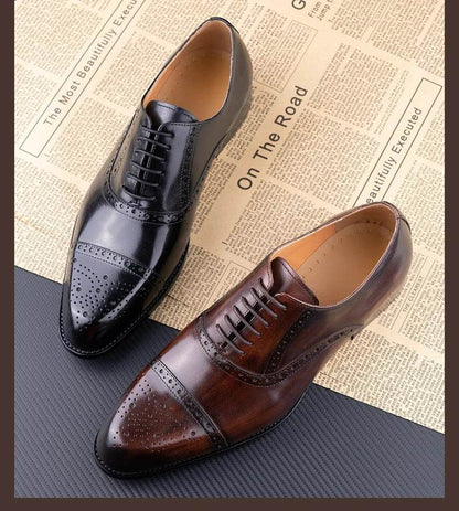 Classic Brogue Shoe Men's Business Suits Matches New Style Genuine Cowhide Handmade Formal Office Wedding Party Mans Dress Shoes - FLORANZANI- Beauté & Santé