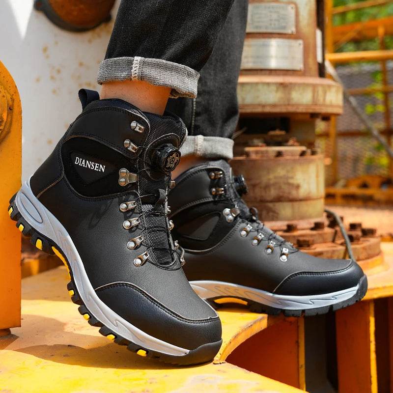 Breathable Sport Work Shoes Men Shoes Steel Toe Safety Boots Men's Work Sneaker Rotated Button Easy Wear Work Safety Boots - FLORANZANI- Beauté & Santé