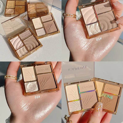 3D Facial Contouring Bronzer Cosmetics Brightening Beige Matte Highlights Palette Four-color Eye Shadow Nose Powder Makeup - FLORANZANI- Beauté & Santé