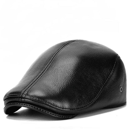 Men's outdoor leather hat winter Berets male warm Ear protection cap 100% genuine leather dad hat wholesale Leisure - FLORANZANI- Beauté & Santé