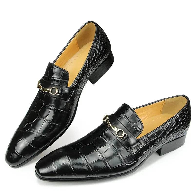 Successful Mens Loafers Business Dress Shoes Wedding Banquet Suit Italy Designer Leather Shoes Genuine Leather Pointed Toe - FLORANZANI- Beauté & Santé