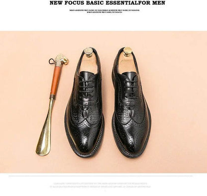 Luxury Men Brogue Dress Shoes Men Suit Casual Shoes Formal Business Leather Shoes Men Brown Wedding Italian Banquet Shoe Size 46 - FLORANZANI- Beauté & Santé