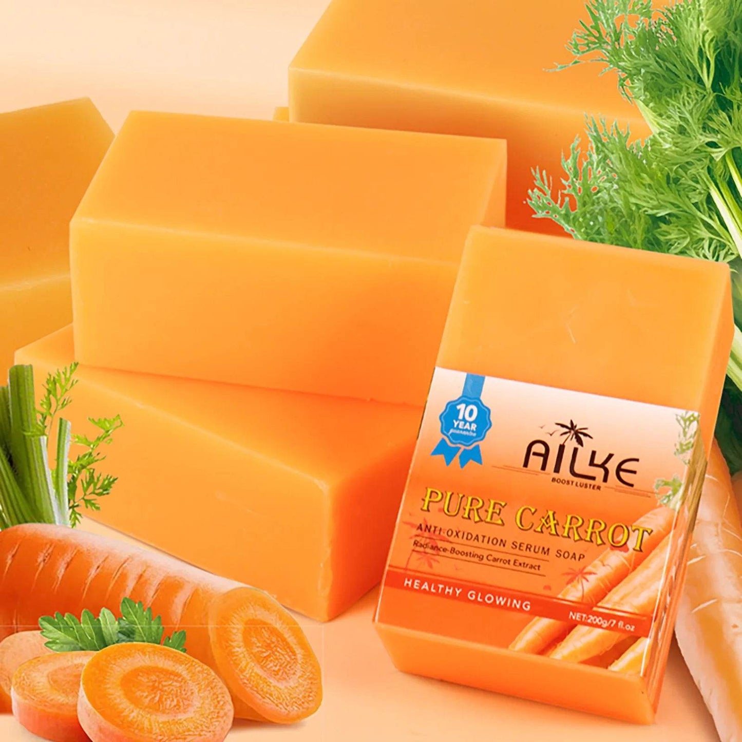 AILKE Pure Carrot Serum Soap, Lighten Skin Tone, Remove Dark Spots, Freckles, Melasma, For Caramel, Black, Dark Skin - FLORANZANI- Beauté & Santé