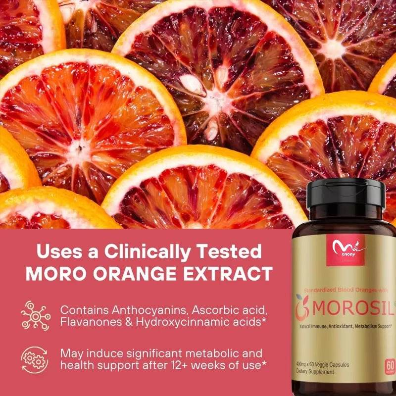 Morosil Supplement - Male and Female Metabolism, Health Support - Moro Orange Extract - Non GMO, Gluten Free, Vegetarian - FLORANZANI- Beauté & Santé