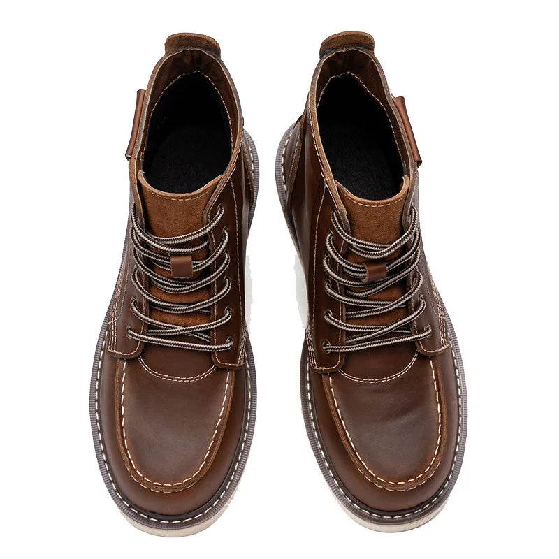 Men's Boots American Retro Tooling Boots Casual Crazy Horse Leather Vintage Man Lace Up Ankle Boots Hombre Zapatillas Hombre - FLORANZANI- Beauté & Santé