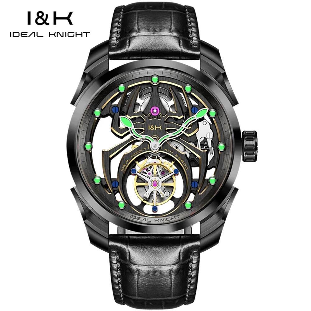 IDEAL KNIGHT 6802 Men's Watch Luxury Hollow Spider Design Tourbillon Automatic Mechanical Men Watch High end Fashion Brand Watch - FLORANZANI- Beauté & Santé