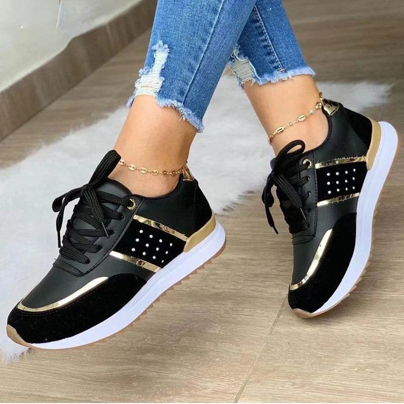 New Women Sneakers Platform Shoes Leather Patchwork Casual Sport Shoes Ladies Outdoor Running Vulcanized Shoes Zapatillas Mujer - FLORANZANI- Beauté & Santé