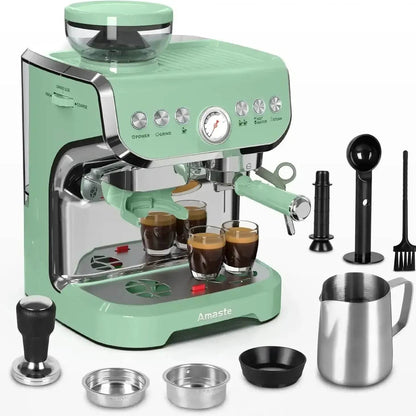 NEW Machine with Grinder, 15 Bar Espresso Machine with Steam Wand for Latte and Cappuccino, 68Oz Water Tank, Pre-Infuse - FLORANZANI- Beauté & Santé