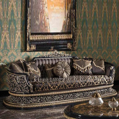 European style solid wood carved combination sofa French villa high-end custom new fabric sofa luxury furniture - FLORANZANI- Beauté & Santé