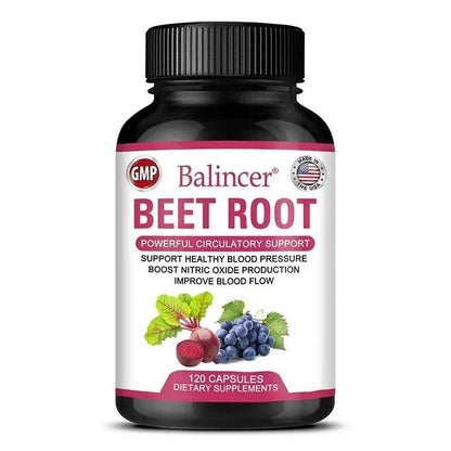 Beetroot Capsules Organic Beetroot Powder Extract + Black Pepper Nitric Oxide Production Blood Circulation Blood Pressure Health - FLORANZANI- Beauté & Santé