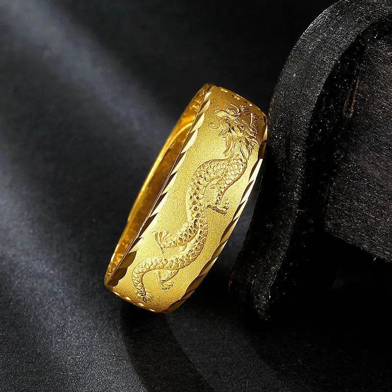 Luxury 24k Gold Color Dragon Ring for Men's Women Open Adjustable Rings Fade-Free Wedding Anniversary High Fine Jewelry Gifts - FLORANZANI- Beauté & Santé