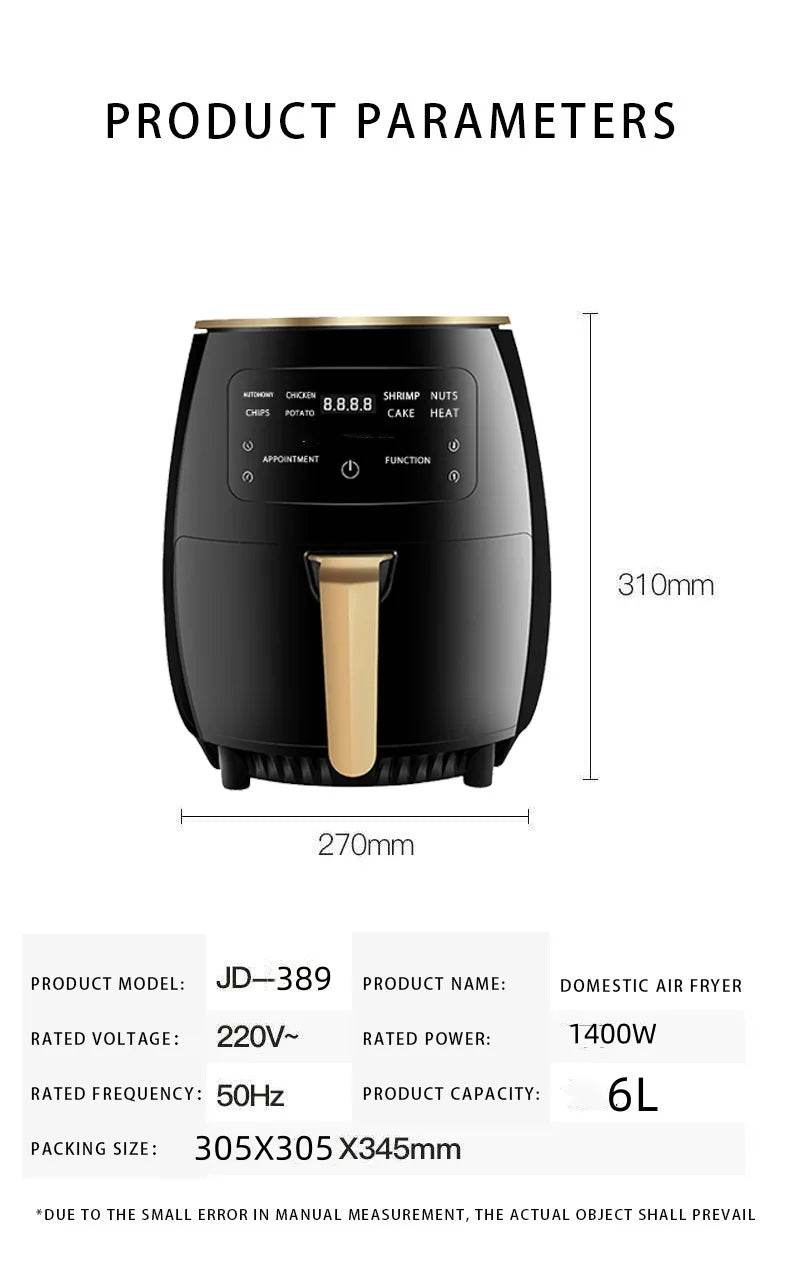 6L Air fryer Multi-functional intelligent touch screen oven Large capacity Electro mechanical deep fryer for home airfryer - FLORANZANI- Beauté & Santé