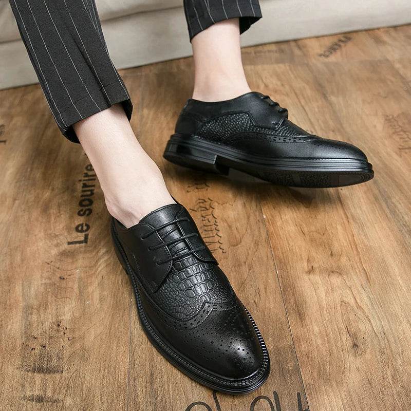 Designer Business Oxfords Formal Wedding Mens Derby Italian Original Crocodile Leather Dress Office Loafers Casual Shoes for Men - FLORANZANI- Beauté & Santé