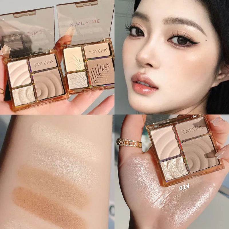 3D Facial Contouring Bronzer Cosmetics Brightening Beige Matte Highlights Palette Four-color Eye Shadow Nose Powder Makeup - FLORANZANI- Beauté & Santé