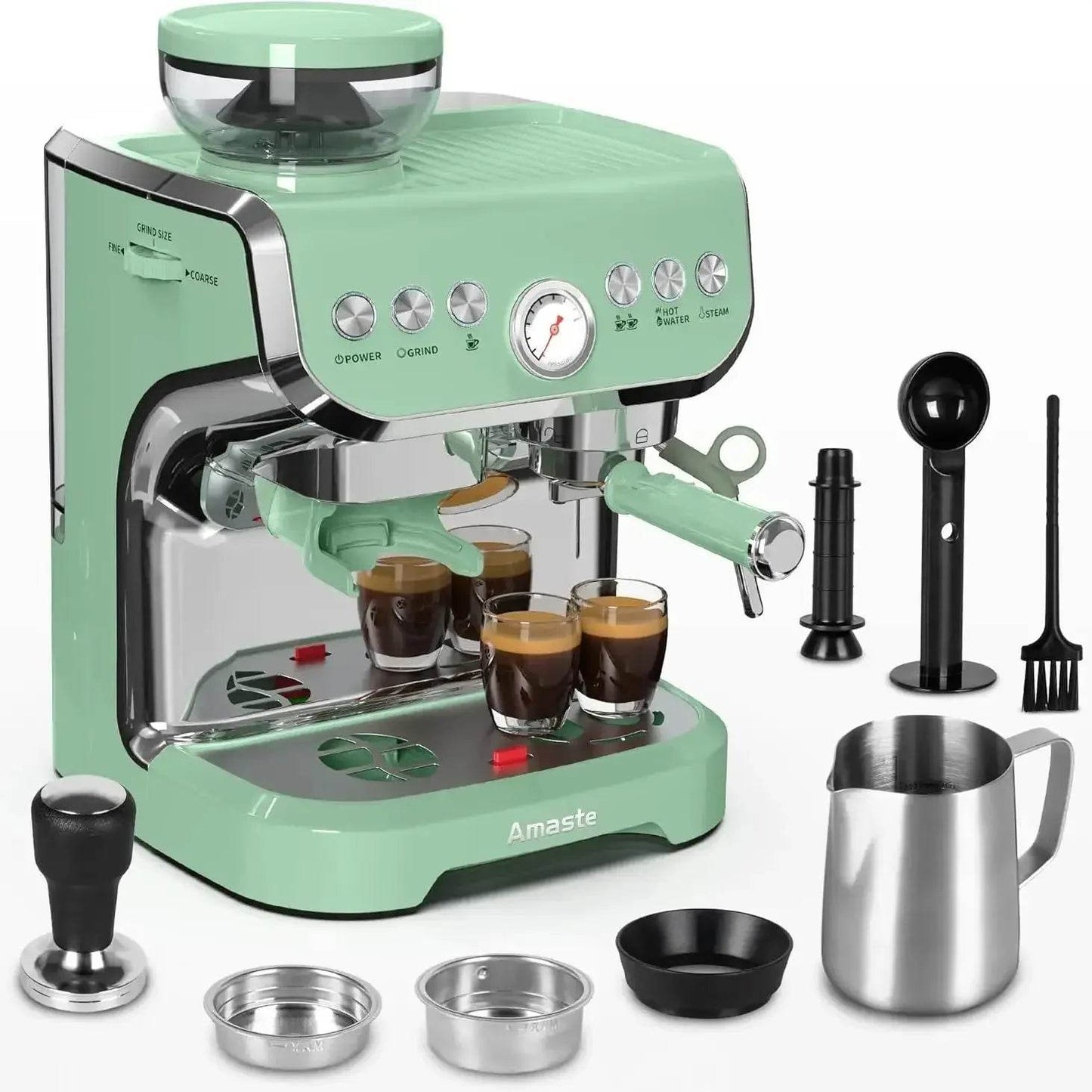 NEW Machine with Grinder, 15 Bar Espresso Machine with Steam Wand for Latte and Cappuccino, 68Oz Water Tank, Pre-Infuse - FLORANZANI- Beauté & Santé