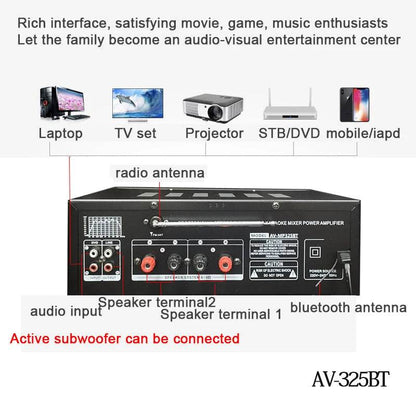 8000W Bluetooth Amplifiers Support 4 Way Microphone Input USB SD FM AUX Digital Audio Stereo Amplificador Speaker Remote Control - FLORANZANI- Beauté & Santé