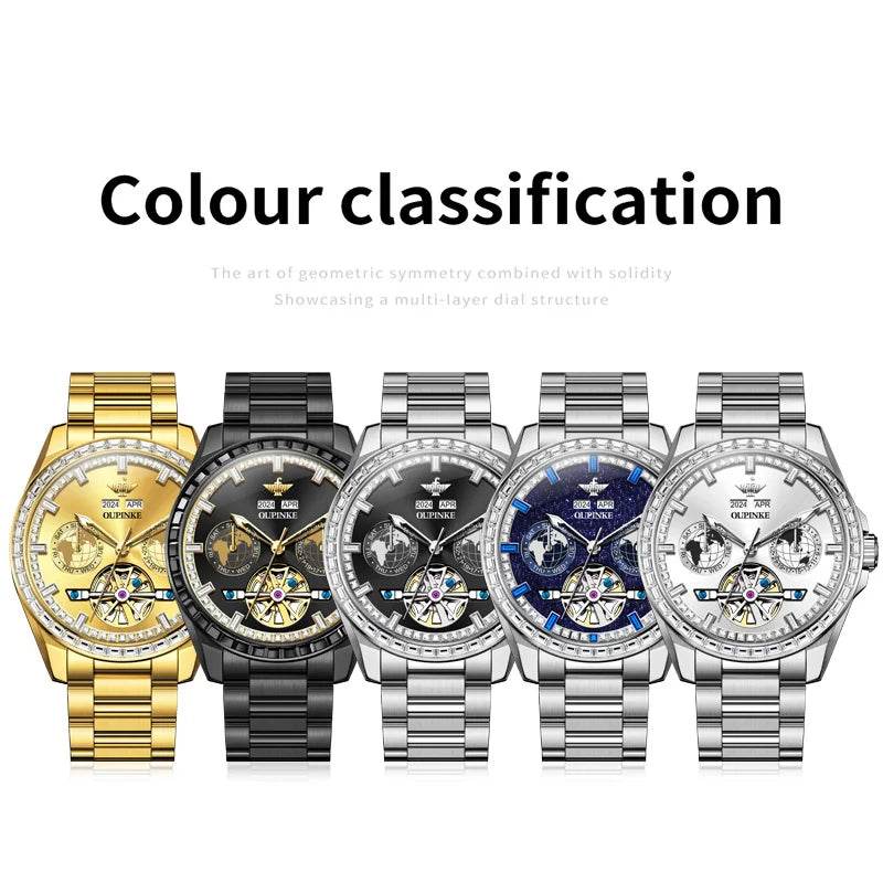 OUPINKE 3280 TOP Fully Automatic Mechanical Watch for Men Waterproof Luminous Weekly Calendar Date Original Brand Wristwatch - FLORANZANI- Beauté & Santé