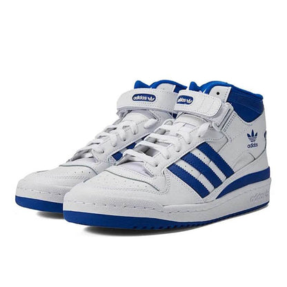 Adidas Origins FORUM Mid Anti slip and Wear resistant Mid top Board Shoes for Men and Women in White and Blue - FLORANZANI- Beauté & Santé