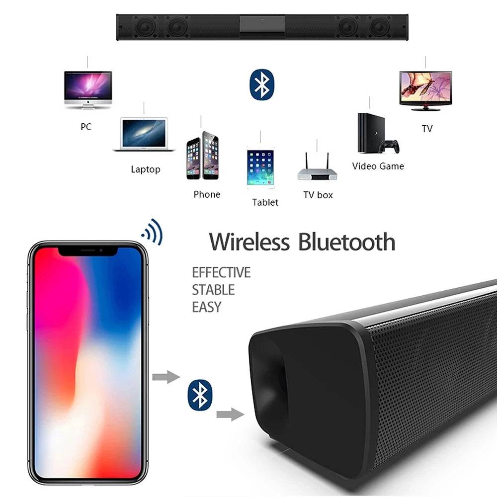 40W TV Soundbar Wired and Wireless Bluetooth Speaker Home Cinema Sound System Stereo Surround with FM Radio Music Center boombox - FLORANZANI- Beauté & Santé