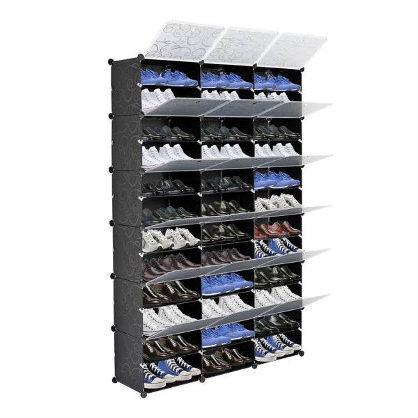 12-Tier Portable 72 Pair Shoe Rack Organizer 36 Grids Tower Shelf Storage Cabinet Stand Expandable for Heels - FLORANZANI- Beauté & Santé