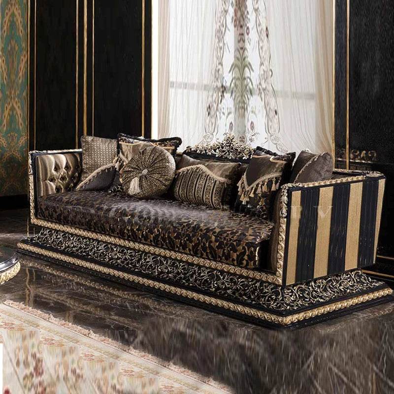 European style solid wood carved combination sofa French villa high-end custom new fabric sofa luxury furniture - FLORANZANI- Beauté & Santé