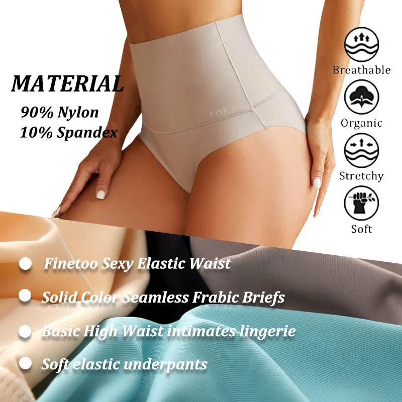 Large Size Women Seamless Panties High Waist Shapewear Elastic Butt Lifter Briefs Solid Ice Silk Breathable Female Underwear - FLORANZANI- Beauté & Santé