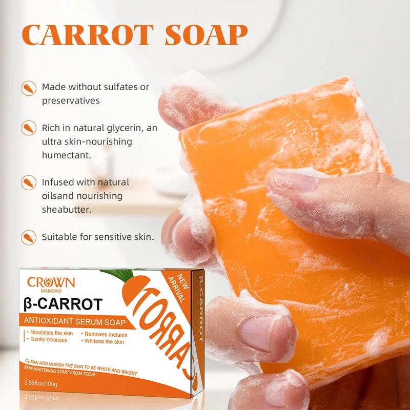 Carrot Soap for Skin Cleaning Stains Skin Soap Bar with Vitamin E for Body and Face Use Facial Cleanser Unisex Valentine's Day - FLORANZANI- Beauté & Santé