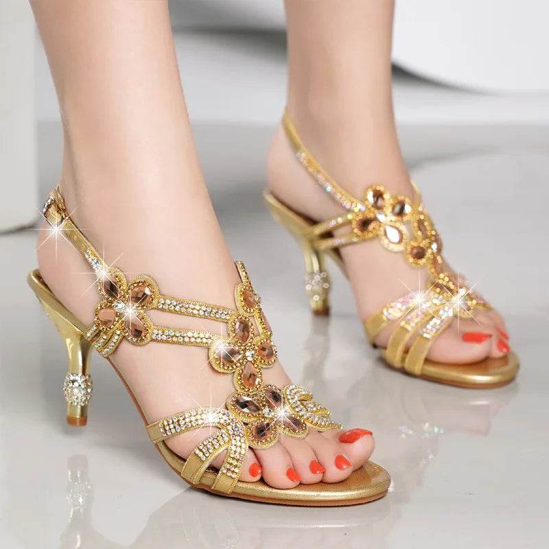 WUYAZQI Fashion women's shoes high heels Rhinestone sandals women's crystal diamond fish mouth sandals sexy women's sandals Q8 - FLORANZANI- Beauté & Santé