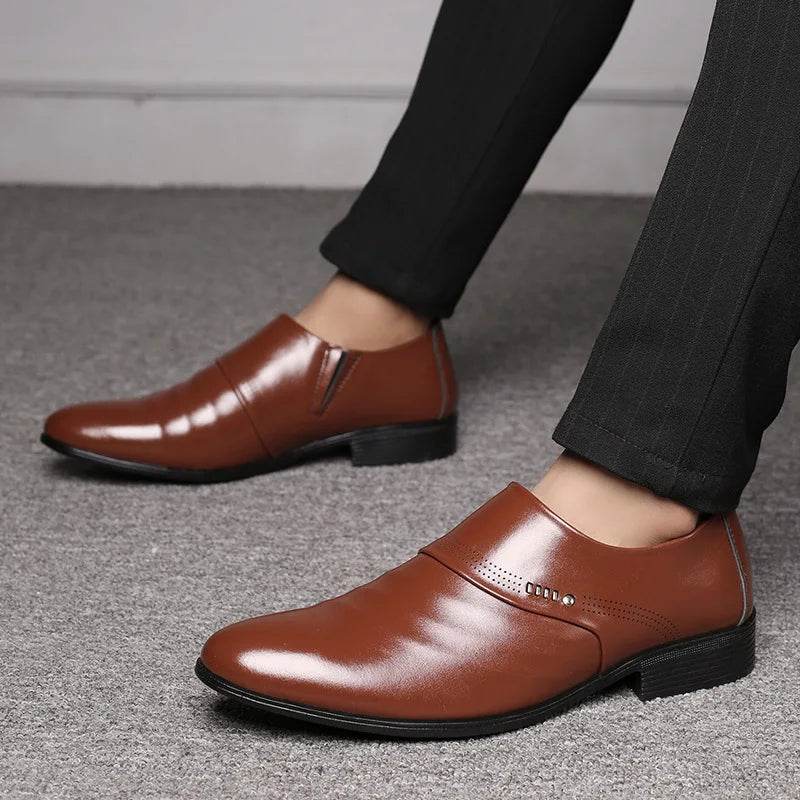 Men Shoes Casual Fashion Mens Dress Shoes for Male Party Sneakers Plus Size Slip on Black Leather Loafer Sapato Social Masculino - FLORANZANI- Beauté & Santé