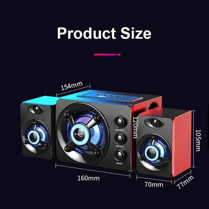 HIFI 3D Stereo Speakers Colorful LED Light Heavy Bass AUX USB Wired Wireless Bluetooth Audio Home Theater Surround Sound Bar TV - FLORANZANI- Beauté & Santé