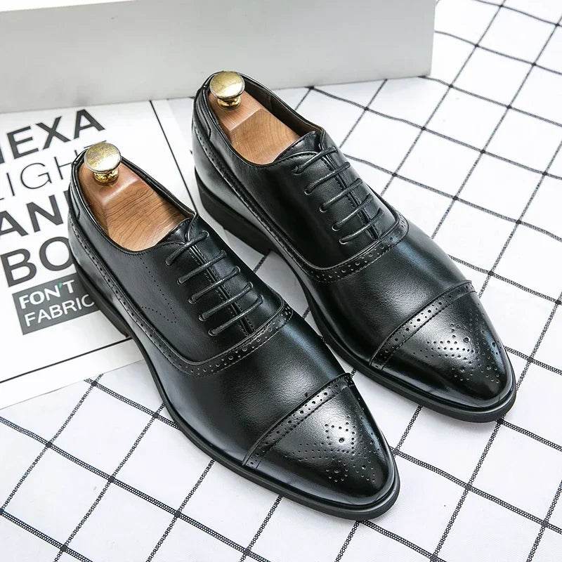 Carving Dress Shoes Men Luxury Designer Fashion Handmade Business Formal Shoes Men Original Pointed Wedding Shoes 2024 - FLORANZANI- Beauté & Santé