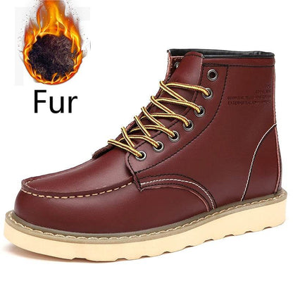 Genuine Leather Men Desert Boots Mens Casual Outdoor Soft Sole Walking Shoes Warm Winter Boots High Quality Male High Top Shoes - FLORANZANI- Beauté & Santé