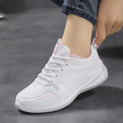 Women Running Shoes PU Leather Lace-up Men Warm Light Walking Sneaker Fitness Sport Flats Comfortable Black Size 35-44 Loafers