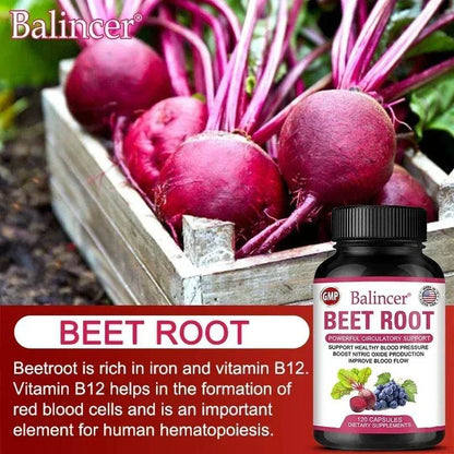 Beetroot Capsules Organic Beetroot Powder Extract + Black Pepper Nitric Oxide Production Blood Circulation Blood Pressure Health - FLORANZANI- Beauté & Santé