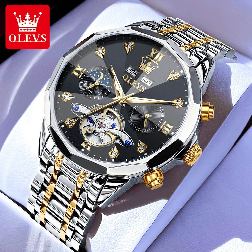 OLEVS 6621 Mens Watch Business Brand Automatic Mechanical Watch Waterproof Watch For Man Moon Phase Original Watches Luxury Men - FLORANZANI- Beauté & Santé