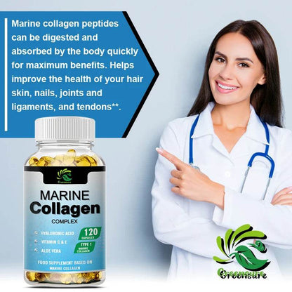 Greensure Marine Collagen - With Hyaluronic Acid, Biotin & Blueberry Support Joint, Hair, Skin, Nail, Cartilage & Overall Health - FLORANZANI- Beauté & Santé