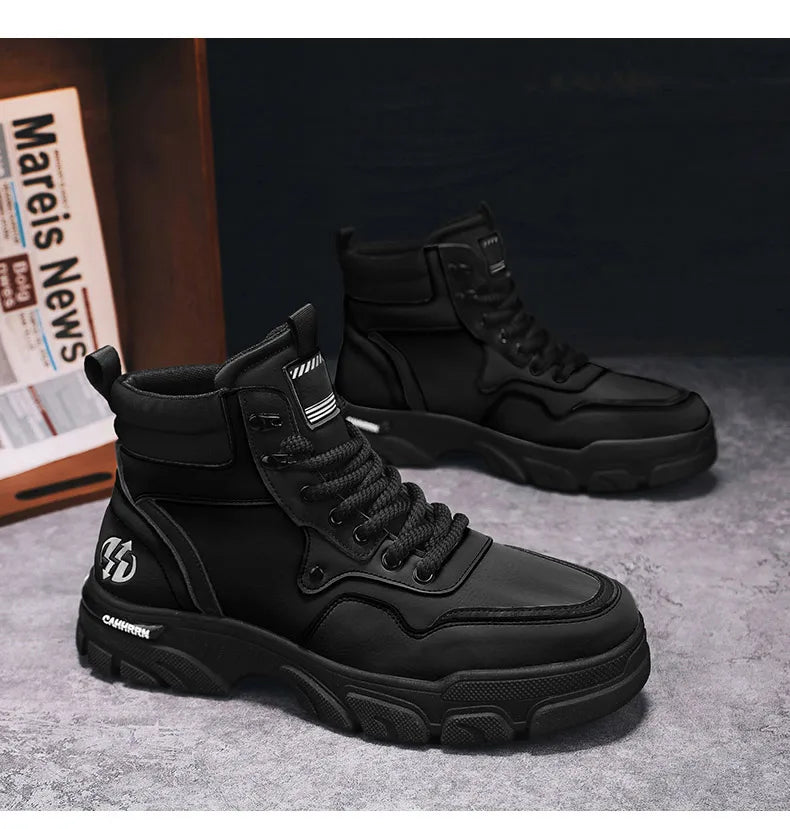 White Winter Work Short Boots for Men British Fashion  Fashion Motorcycle Boots Fashion Outdoor Sports Casual Shoes New 2024