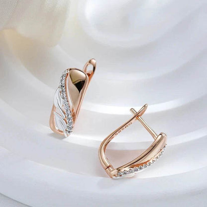 Wbmqda Fashion 585 Rose Gold Silver Color Drop Earrings Ring For Women Natural Zircon Setting Luxury Wedding Party Jewelry Gifts - FLORANZANI- Beauté & Santé