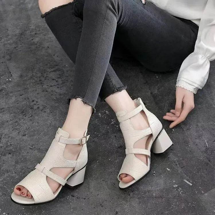 Women's Soft Leather Casual Roman Sandals Ladies Summer 2025 Soft Sole Platform Wedge Sandals Fashion Hollow Designer Sandals - FLORANZANI- Beauté & Santé