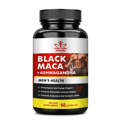 120 Black Maca Booster for Men - Maca Supplements for Health, Energy & Endurance, Muscle Mas Supplements - FLORANZANI- Beauté & Santé