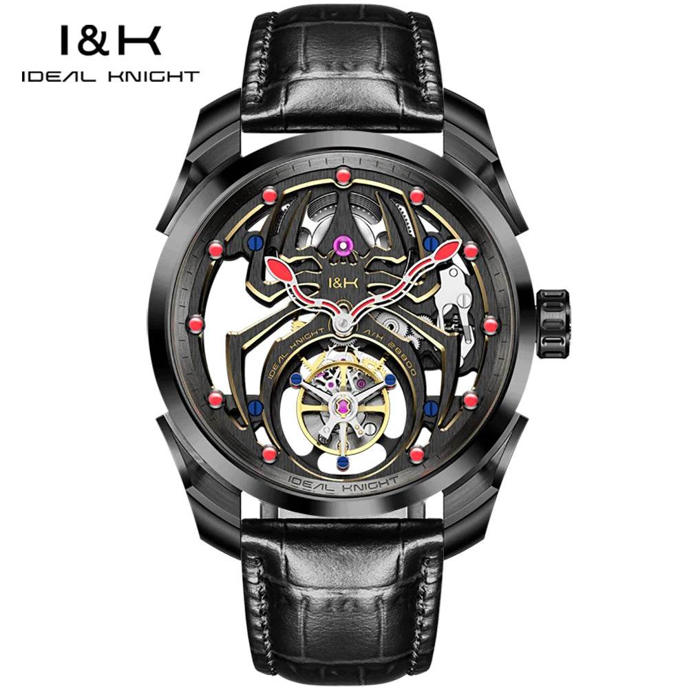 IDEAL KNIGHT 6802 Men's Watch Luxury Hollow Spider Design Tourbillon Automatic Mechanical Men Watch High end Fashion Brand Watch - FLORANZANI- Beauté & Santé