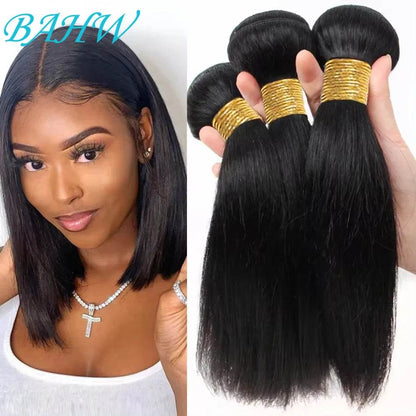 12A Peruvian Straight Bundles 100% Raw Human Hair Bundles Virgin Hair 1/3/4 PCS Natural Black Cheap Wholesale Hair Extensions - FLORANZANI- Beauté & Santé