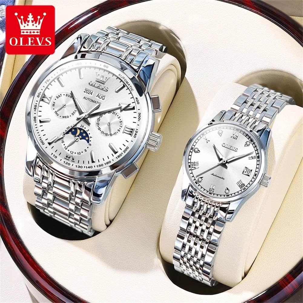 OLEVS Couple Watch Valentines Matching Watches His and Her Couple Set Wrist Watch Men and Women Lovers Wedding Romantic gifts - FLORANZANI- Beauté & Santé